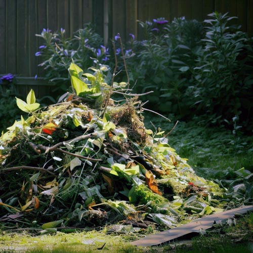 garden waste in the backyard